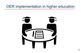 OER implementation in higher education
23
 