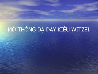 MỞ THÔNG DẠ DÀY KIỂU WITZEL
 