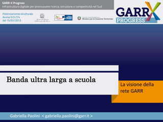 Banda ultra larga a scuola
La visione della
rete GARR
Gabriella Paolini < gabriella.paolini@garr.it >
 