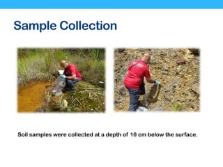 Sample Collection
Soil samples were collected at a depth of 10 cm below the surface.
 