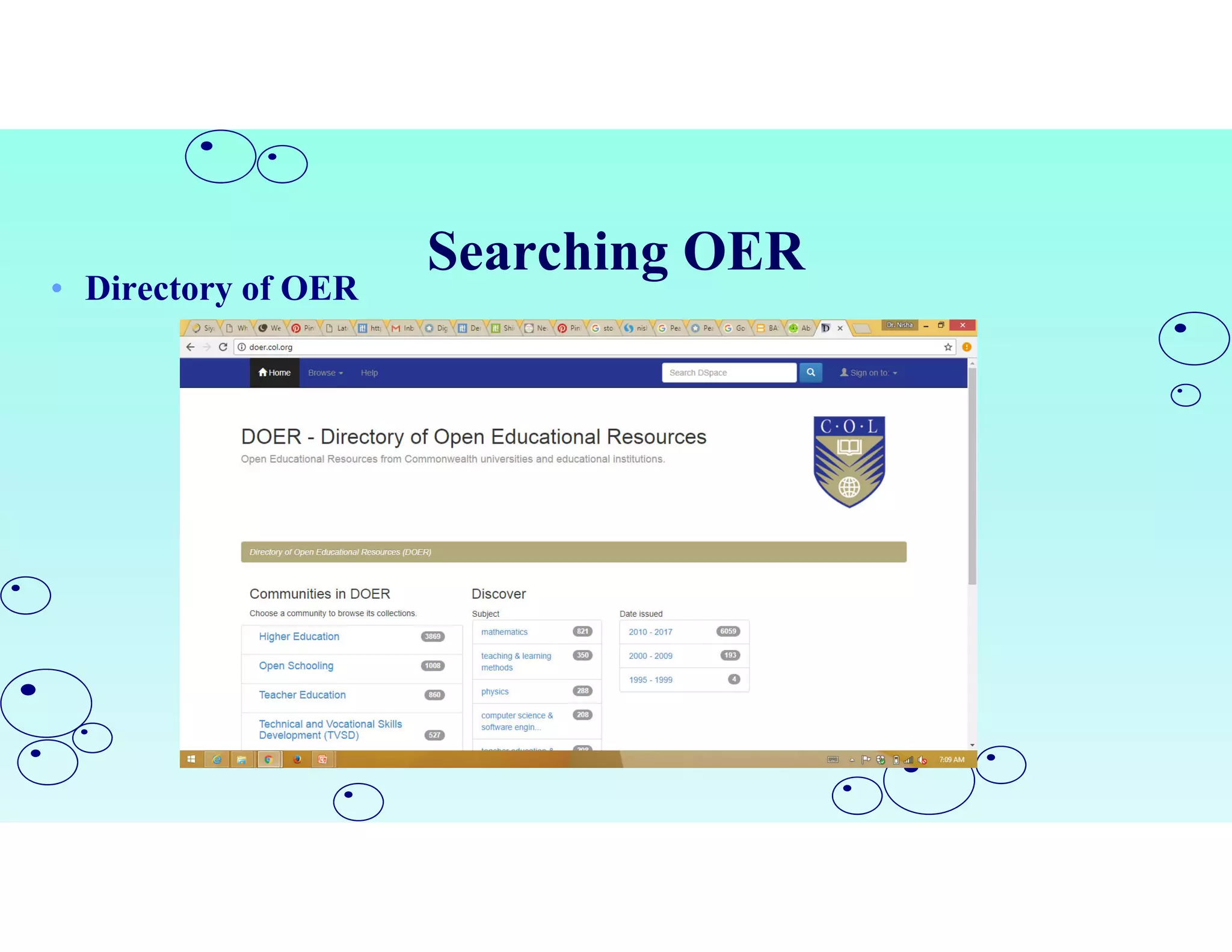 Searching OER
• Directory of OER
 