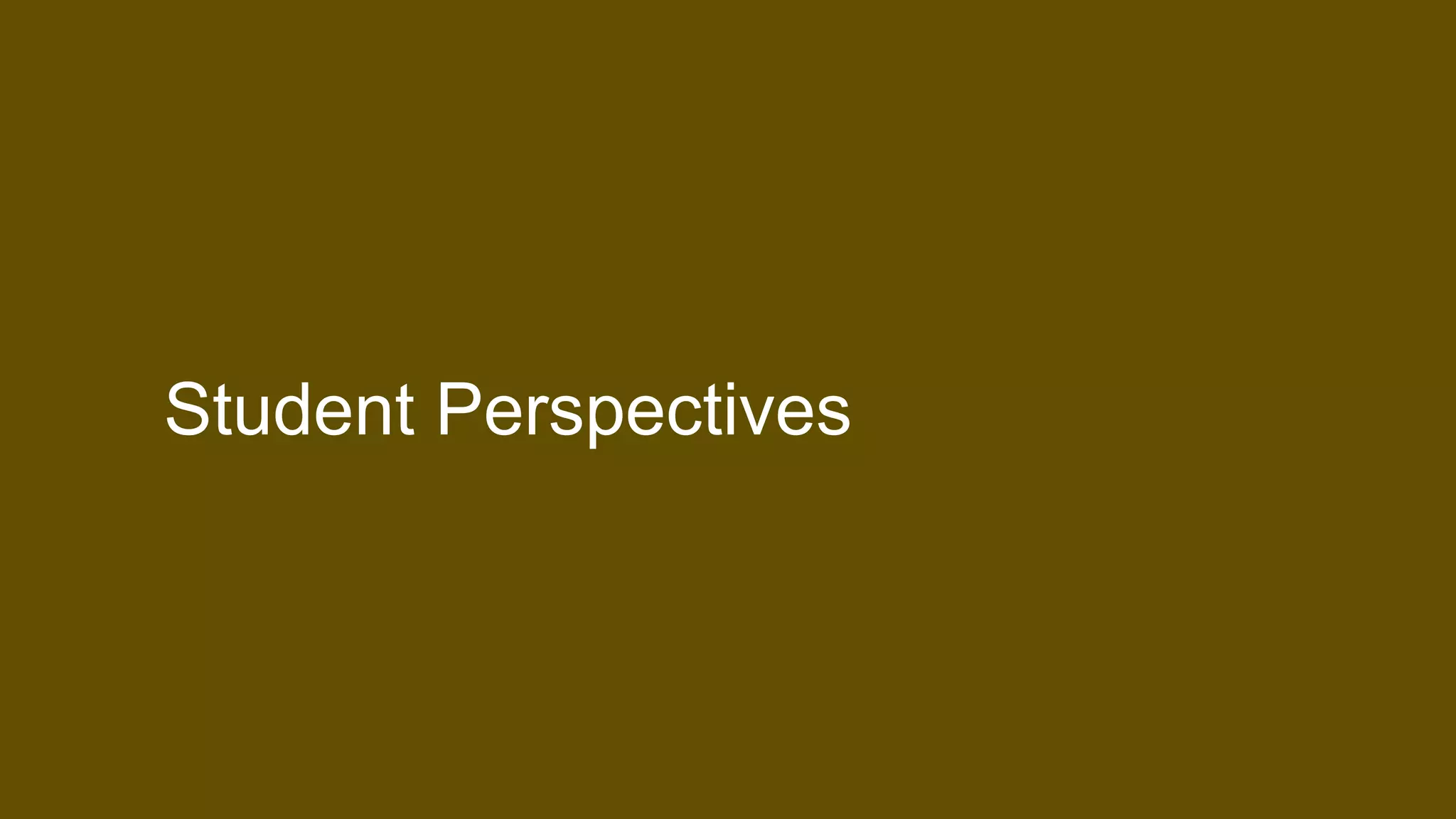 Student Perspectives 
 