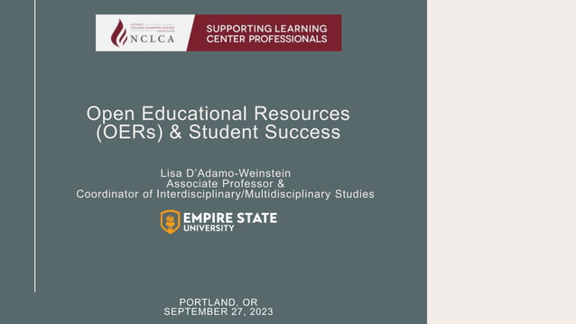 Open Educational Resources Oers And Student Success Ppt