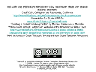StakeholdersCurriculum Committee, Department, Dean or other group that approves textbook adoptionsRestrictions on computer/internet access requirementsColleaguesCollege Bookstore College LibraryMedia centerPrint ShopTeaching assistantsStudents well in advanceCounselors & DSS 9/18/20109898