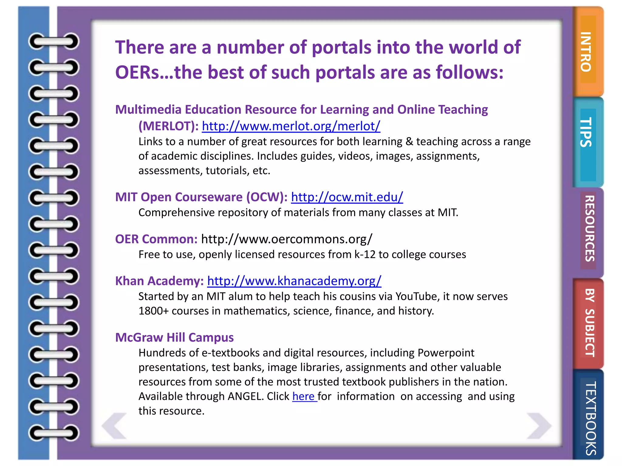 Open Educational Resources Oers Pptx