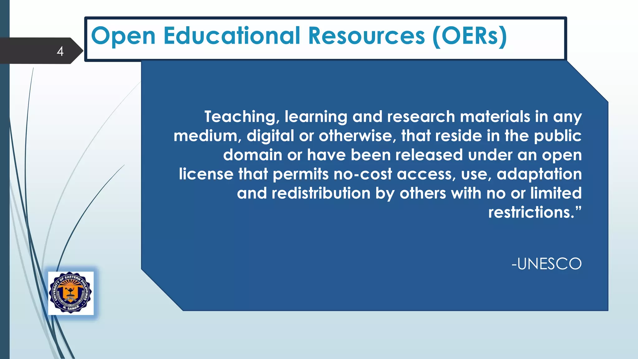 Open Educational Resources Oers Ppt