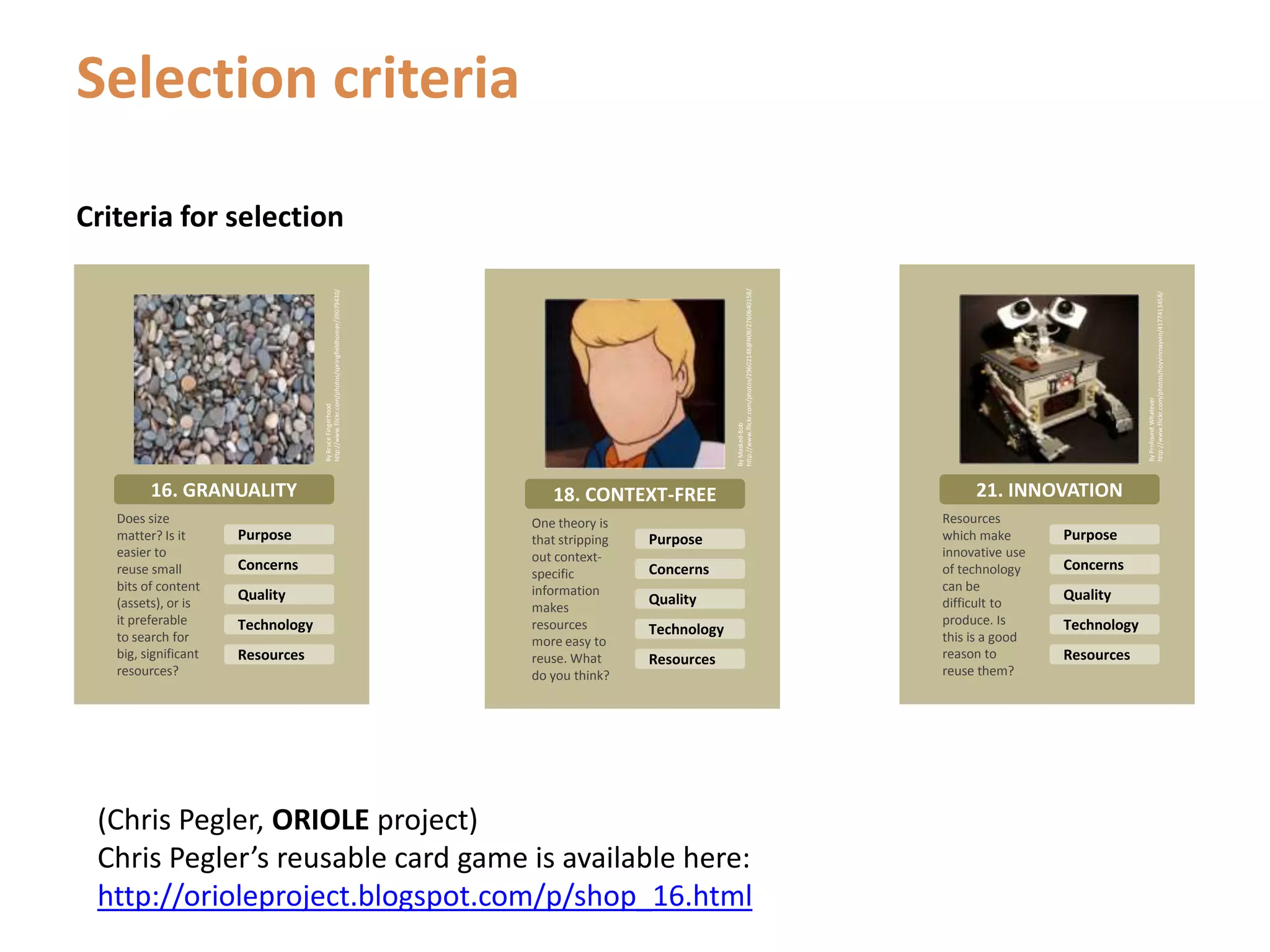 Intellectual property rights (IPR)Creative commons licenses:http://creativecommons.org/licenses/CC licenses explained:http://creativecommons.org/videos/creative-commons-kiwiCourtesy of Flickr: by Giuli-O <http://www.flickr.com/photos/giuli-o/>Web2Rights -  a JISC funded project which supports creators of digital  content to understand licensing and IPR:http://www.web2rights.com/resources.html