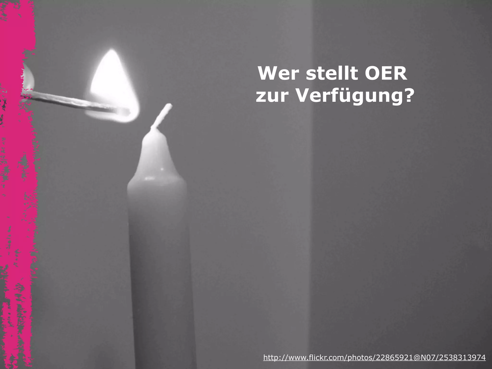 Wer stellt OER
zur Verfügung?

http://www.flickr.com/photos/22865921@N07/2538313974

 