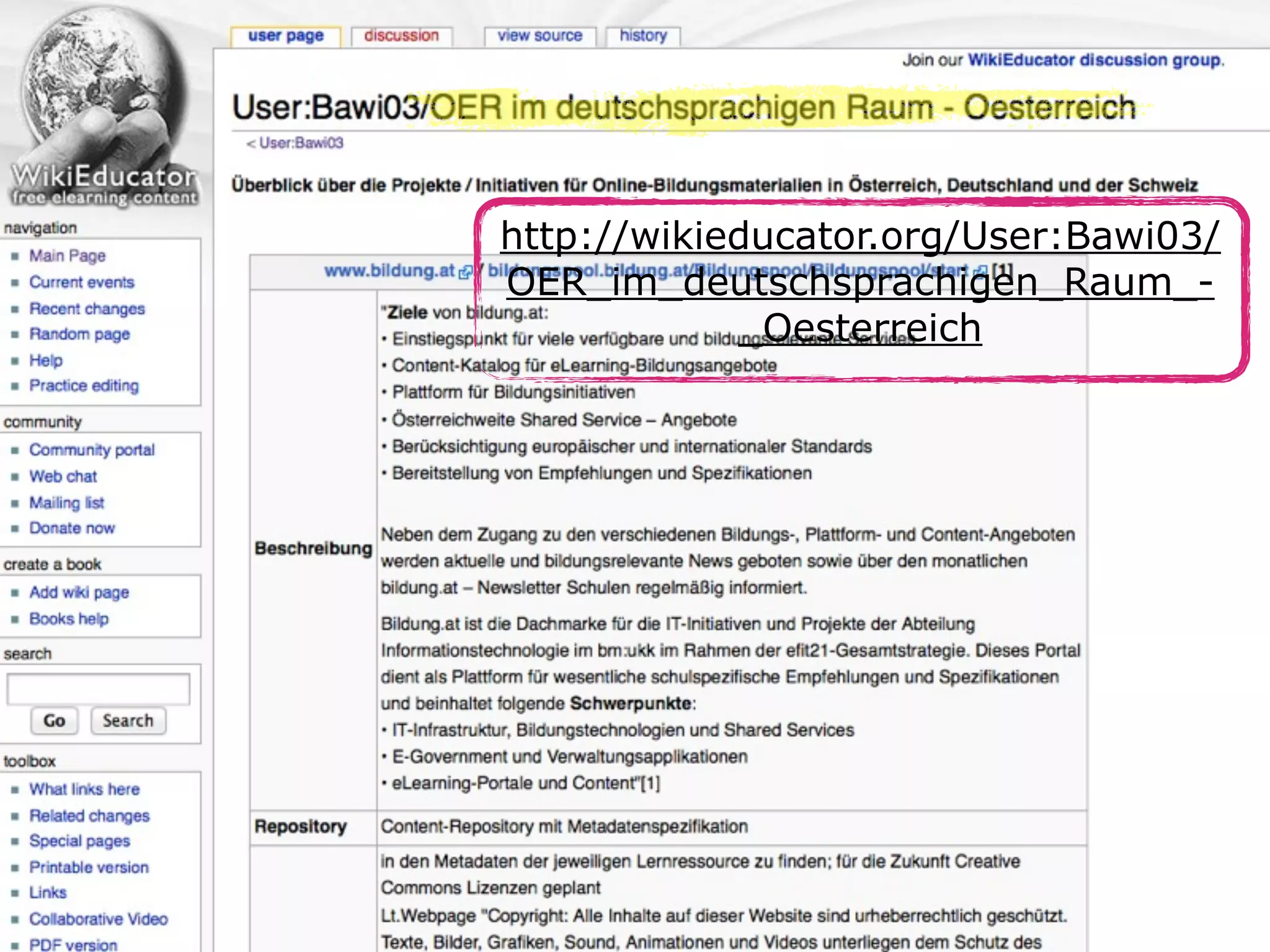 http://wikieducator.org/User:Bawi03/
OER_im_deutschsprachigen_Raum__Oesterreich

 
