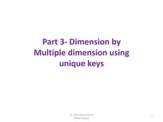 Dr. Girija Narasimhan
Model Clause
11
Part 3- Dimension by
Multiple dimension using
unique keys
 