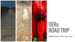 OERu
ROAD TRIP
Linda Ward • CSU• Nov 2016Attribution: CSU
images
 