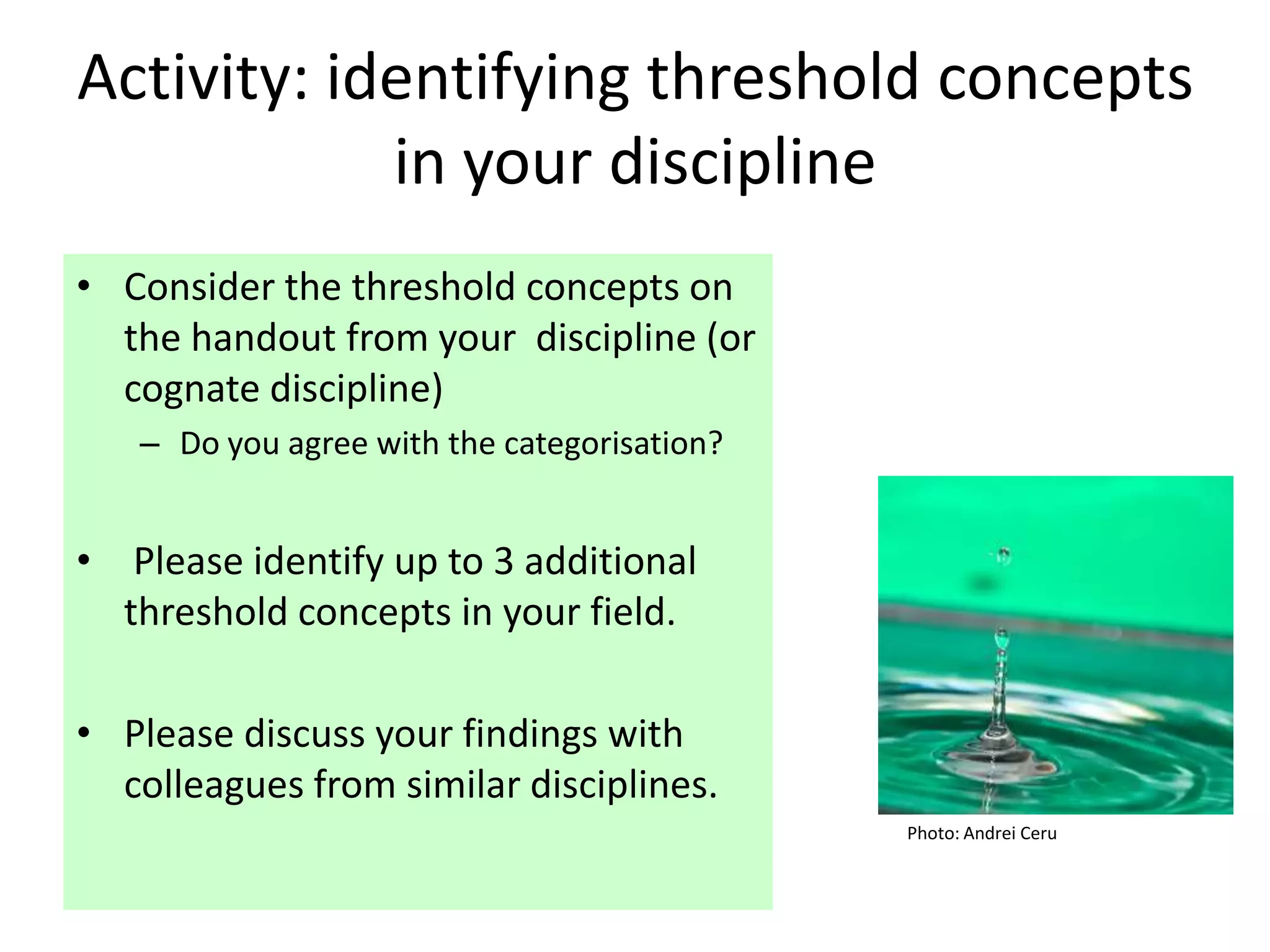 Threshold Concepts: A Discipline-based approach to learning and design ...