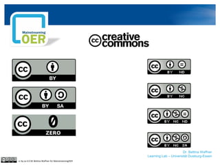 Dr. Bettina Waffner
Learning Lab – Universität Duisburg-Essen
cc by sa 4.0 DE Bettina Waffner für MainstreamingOER
 