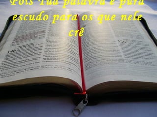 Pois Tua palavra é pura
escudo para os que nele
crê
 