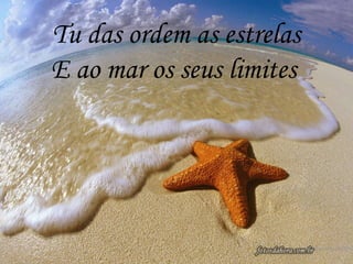 Tu das ordem as estrelas
E ao mar os seus limites
 