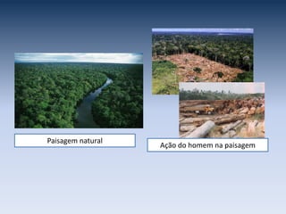 Paisagem natural
Ação do homem na paisagem
 