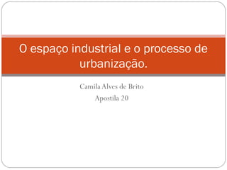 Camila Alves de Brito
Apostila 20
O espaço industrial e o processo de
urbanização.
 