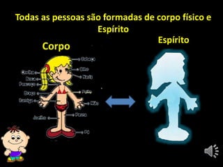 Todas as pessoas são formadas de corpo físico e
Espírito
Corpo
Espírito
 