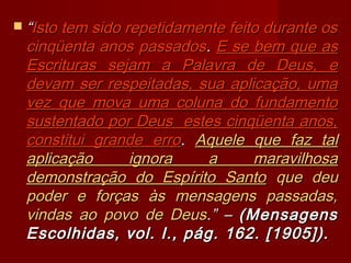 O espírito santo e a trindade na crença dos pioneiros e dos dirigente…
