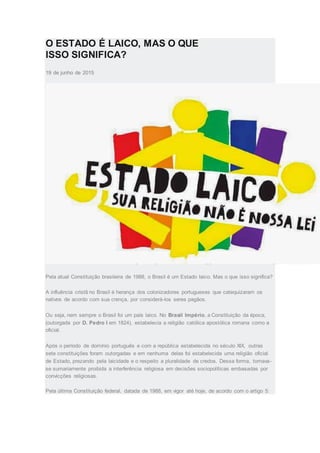 O estado é laico | DOCX