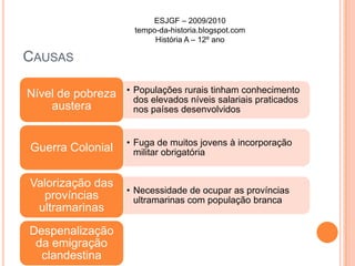 Emigração “a salto”Dificuldades:Grande custo monetário da passagem