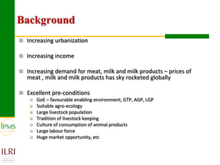 Technological options and approaches to improve supply of desirable animal genetic material for dairy and beef development: IPMS Experience