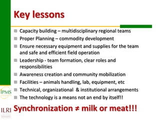 Technological options and approaches to improve supply of desirable animal genetic material for dairy and beef development: IPMS Experience