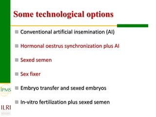 Technological options and approaches to improve supply of desirable animal genetic material for dairy and beef development: IPMS Experience