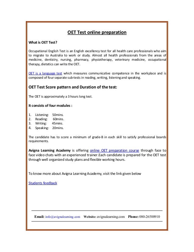 Oet Medicine Writing Examples