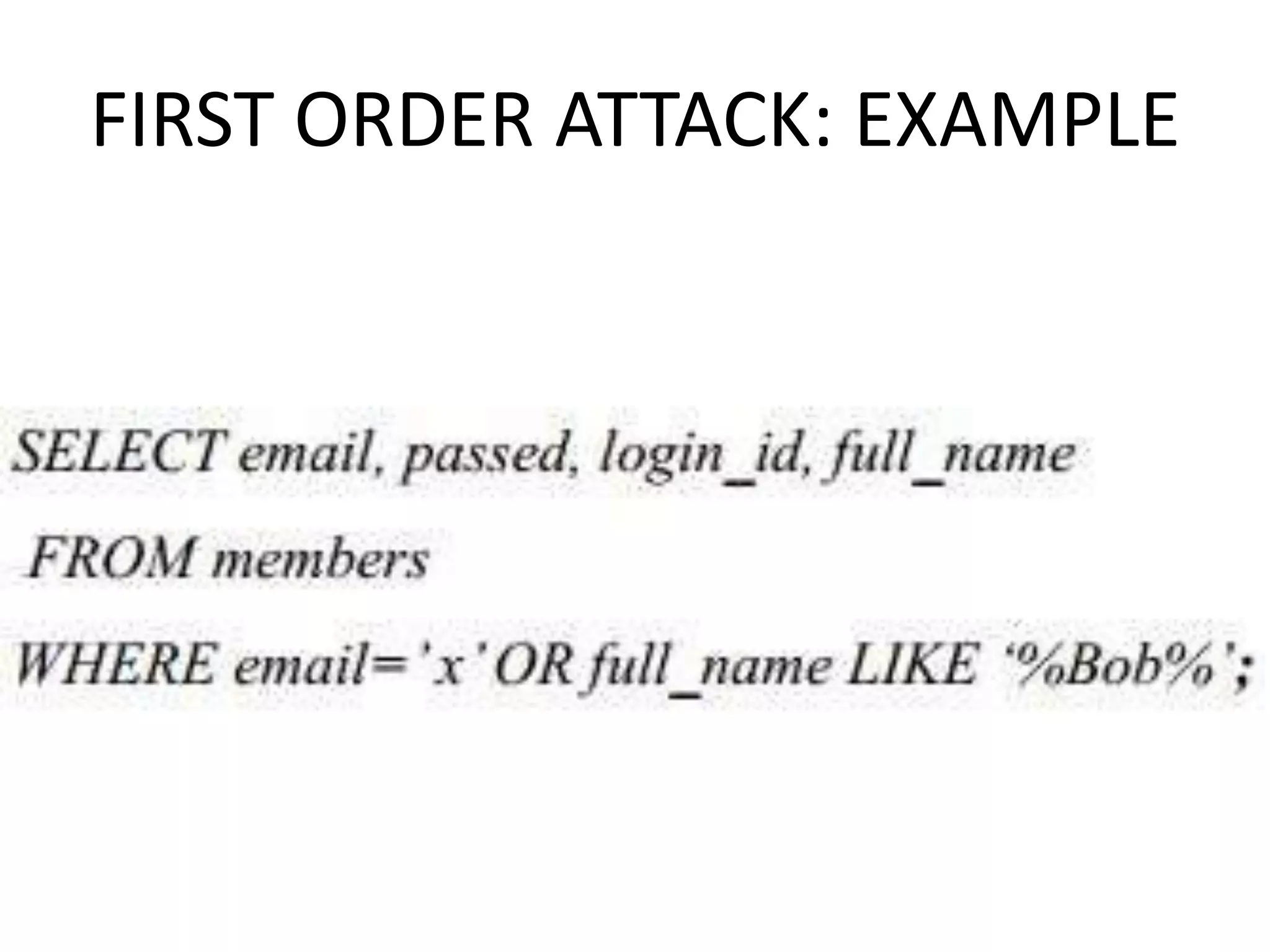 FIRST ORDER ATTACK: EXAMPLE
 