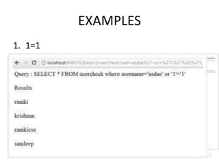 EXAMPLES
1. 1=1
 