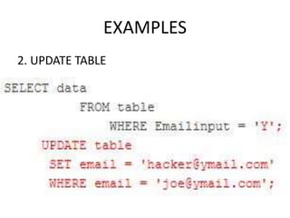 EXAMPLES
2. UPDATE TABLE
 