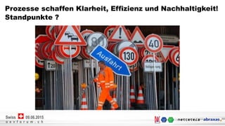 Netcetera | 12
o e v f o r u m . c h
09.06.2015Swiss
o e v f o r u m . c h
09.06.2015Swiss
Prozesse schaffen Klarheit, Effizienz und Nachhaltigkeit!
Standpunkte ?
 
