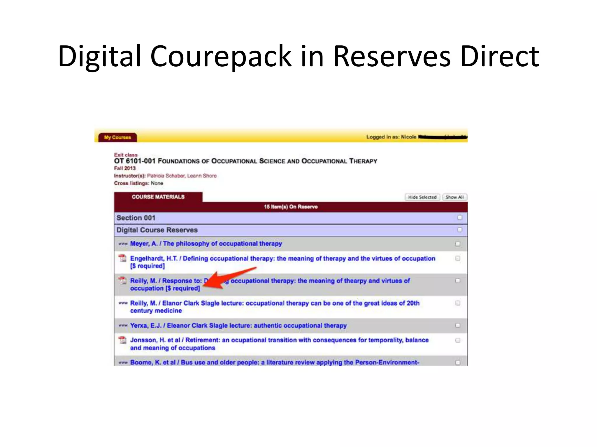 Digital Courepack in Reserves Direct
 