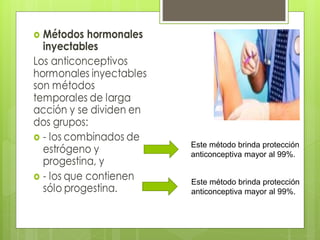 Este método brinda protección
anticonceptiva mayor al 99%.
Este método brinda protección
anticonceptiva mayor al 99%.
 