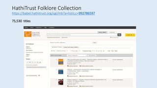 New Digital Tools and Resources for Folklore Scholarship