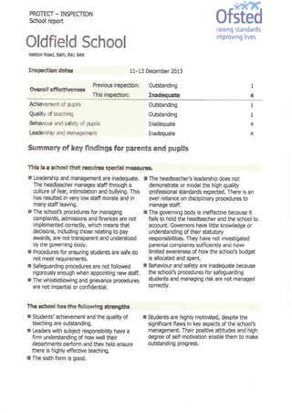 Oldfield School's unpublished 2013 Section 8 report
