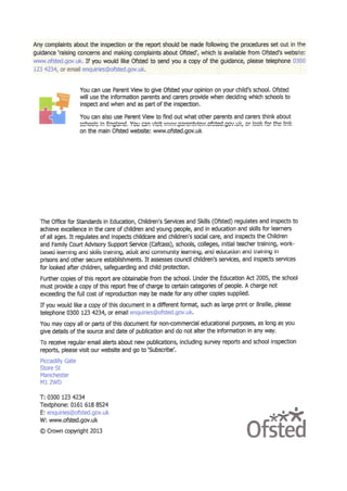 Oldfield School's unpublished 2013 Section 8 report