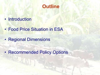 OutlineIntroductionFood Price Situation in ESARegional Dimensions Recommended Policy Options