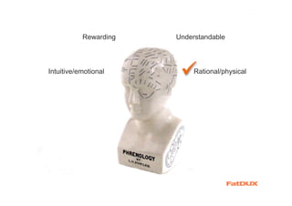 Rewarding   Understandable



Intuitive/emotional         Rational/physical
 