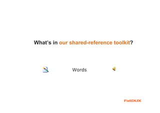 What’s in our shared-reference toolkit?




               Words
 