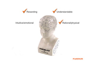 Rewarding   Understandable



Intuitive/emotional         Rational/physical
 