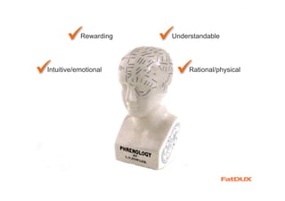 Rewarding   Understandable



Intuitive/emotional         Rational/physical
 