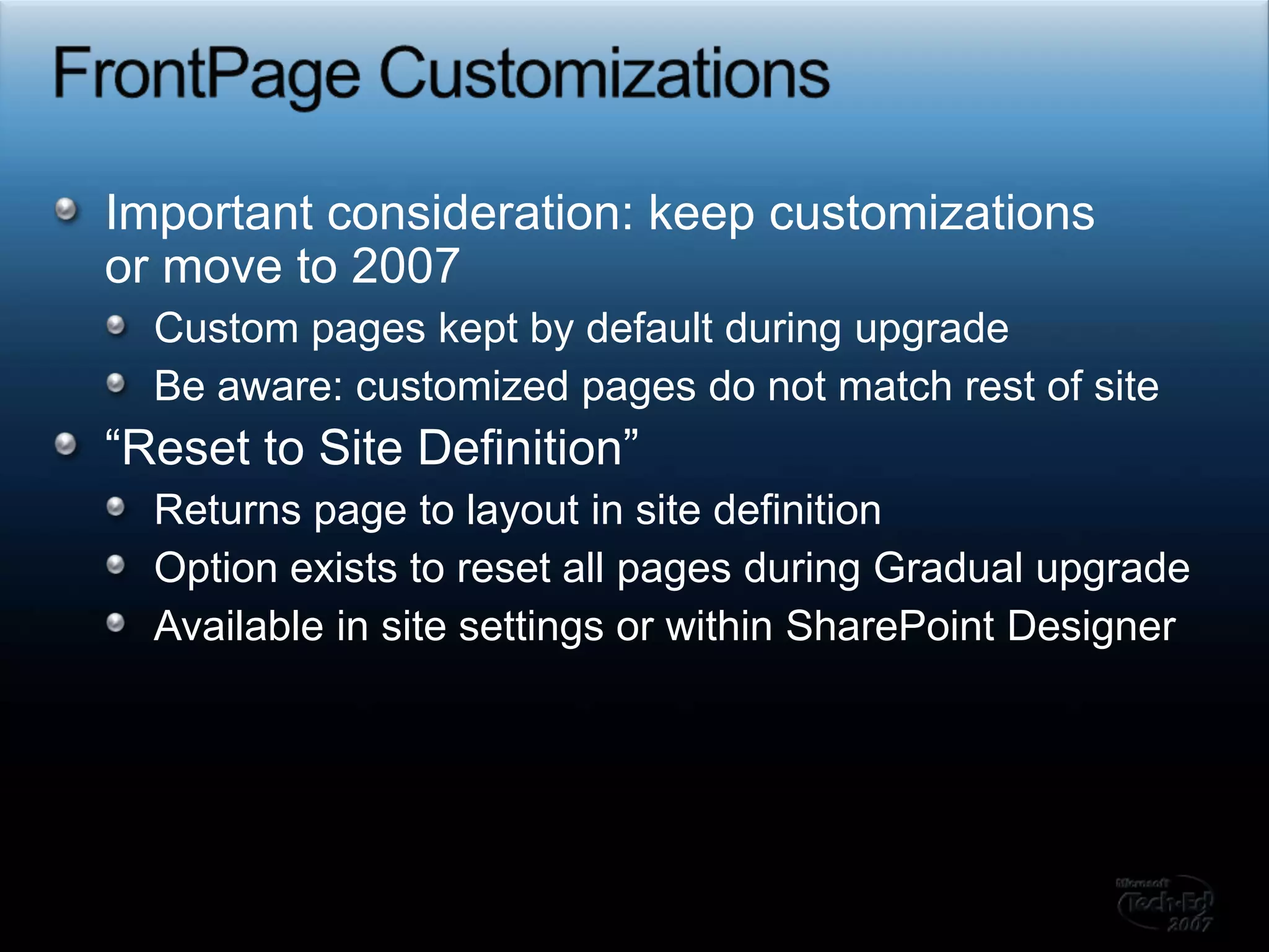 Run STSADM –o attachcontentdb into V3 Pre Migration or V3 UAT