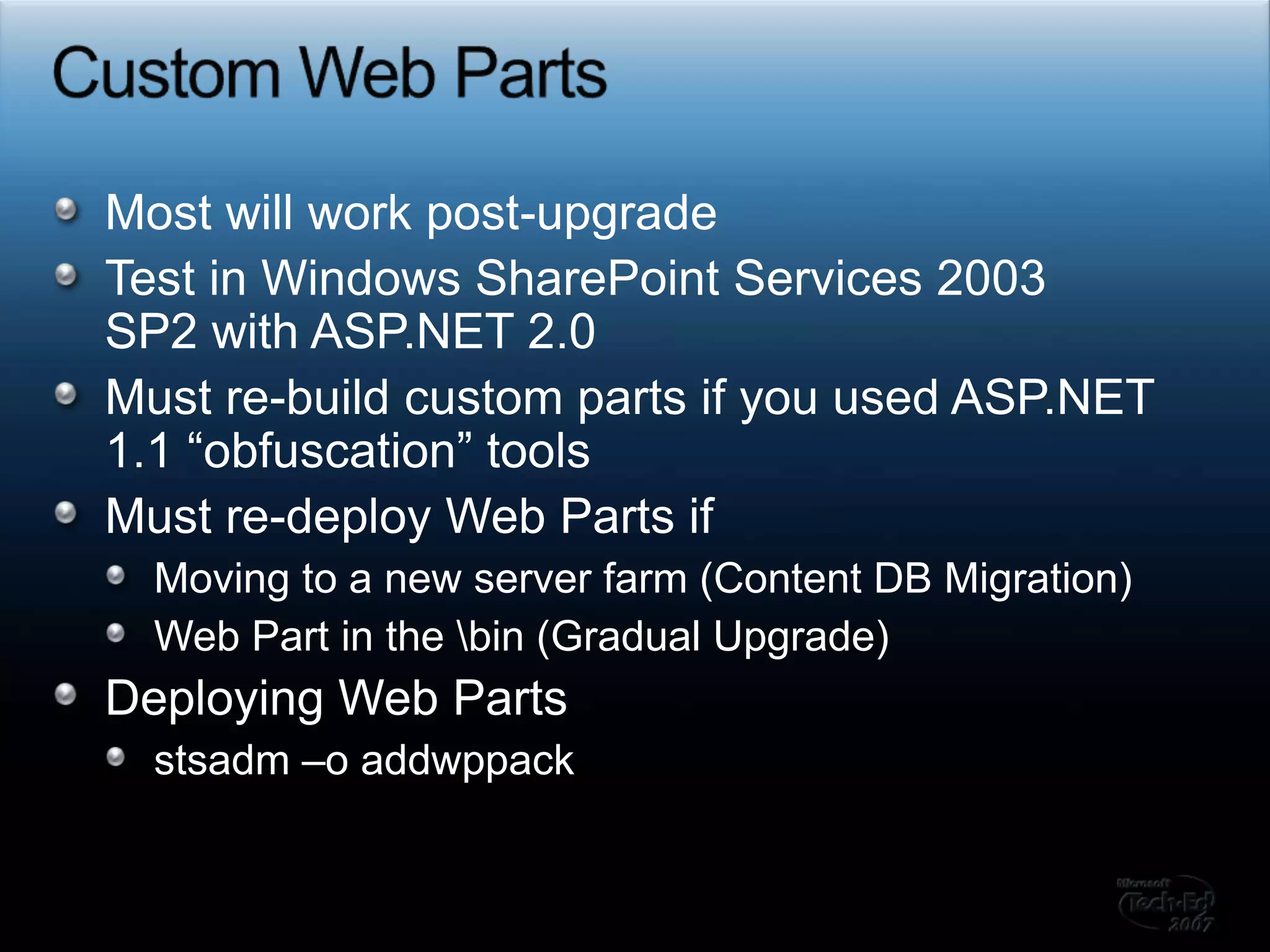 Restore to new V3 PRD serverCustomization Considerations