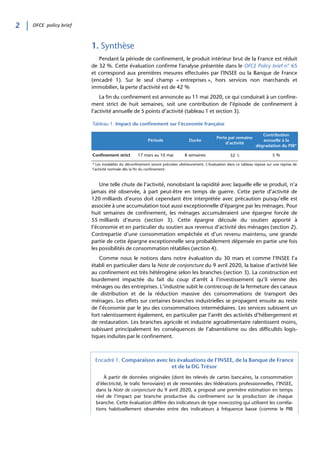2 | OFCE policy brief
1. Synthèse
Pendant la période de confinement, le produit intérieur brut de la France est réduit
de ...