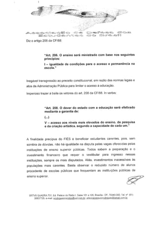 Ofício ADEB - FIES PRESIDÊNCIA DA REPÚBLICA
