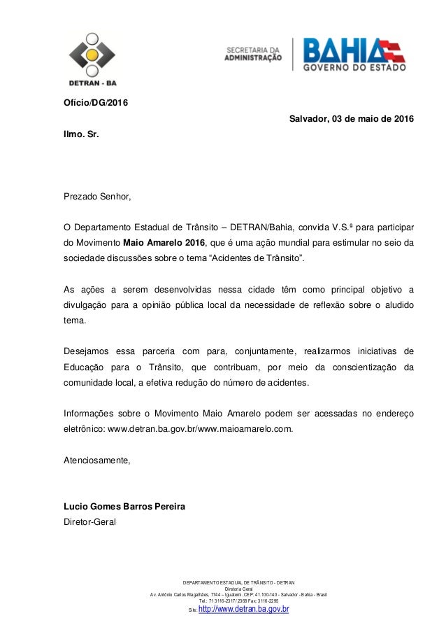 ofício nº convidando para participar do maio amarelo 2016 how do you start a letter of recommendation