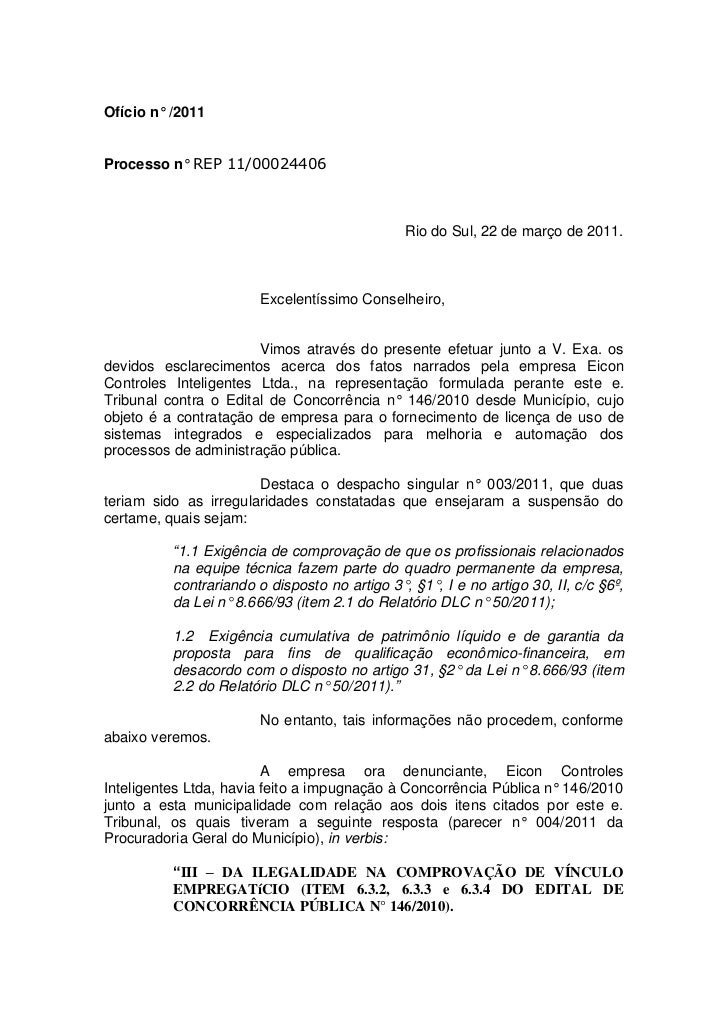 Ofício Tribunal de Contas - Licitação Informatica