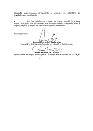 Oficio do MEC aos reitores